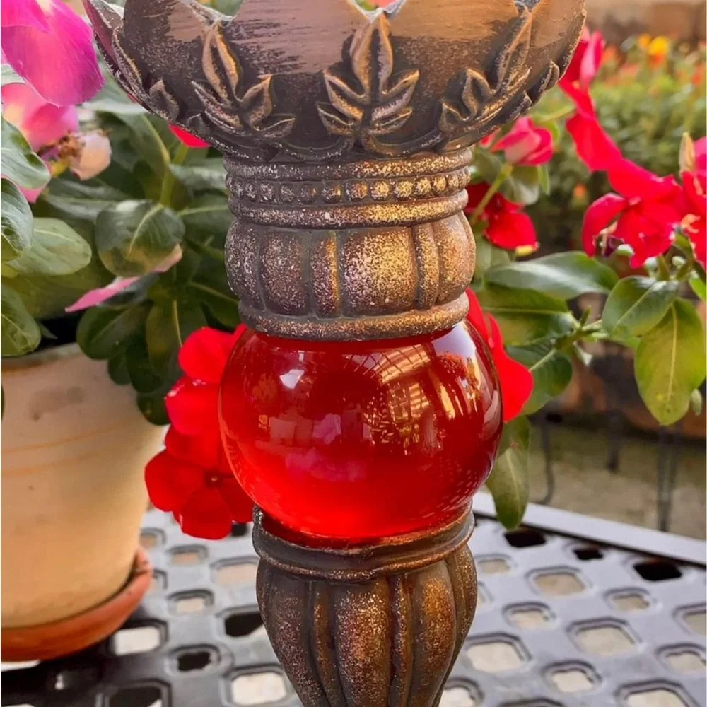 Kirkland’s Resin candle Holder with Red Accent